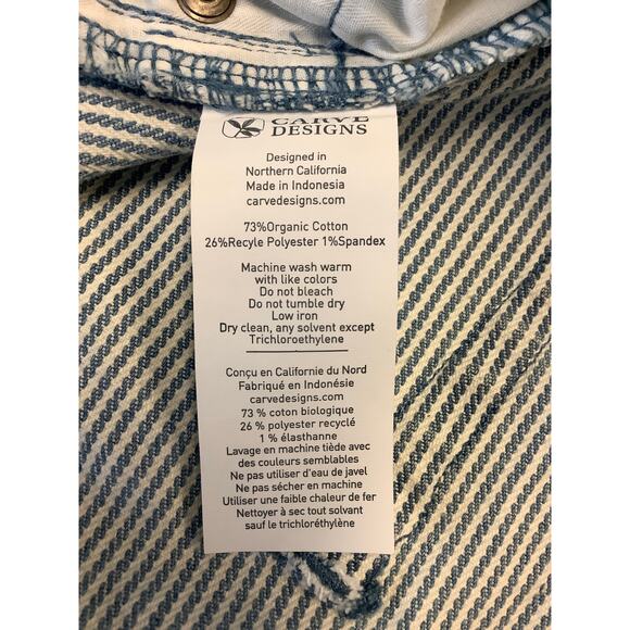 Carve Designs Women's 4 Blue White Oahu 6" Railroad Stripe Shorts Raw Hem G26-13 - Picture 7 of 9